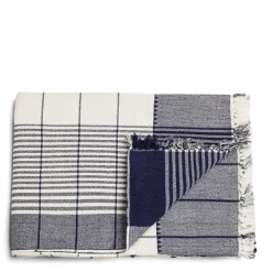 Online Daylesford Organic Checkmate Blanket Navy