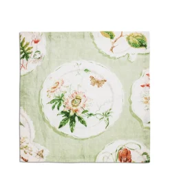Clearance Daylesford Organic Daylesford x Colefax Quince Garden Napkin in Green With Passion Flower