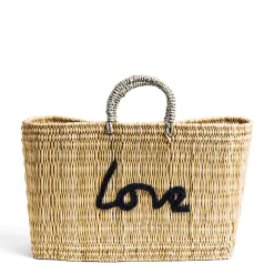 New Daylesford Organic Love Rectangle Basket Bag - Navy
