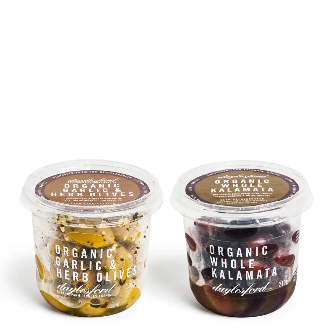 Clearance Daylesford Organic Organic Garlic & Herb Olives and Organic Kalamata Olives