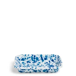 Clearance Daylesford Organic Spaltter Small Rectangular Dish Blue Enamel