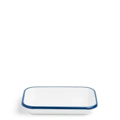 Online Daylesford Organic White & Blue Enamel Rectangle Dish Small