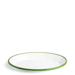 New Daylesford Organic White & Green Enamel Oval Plate