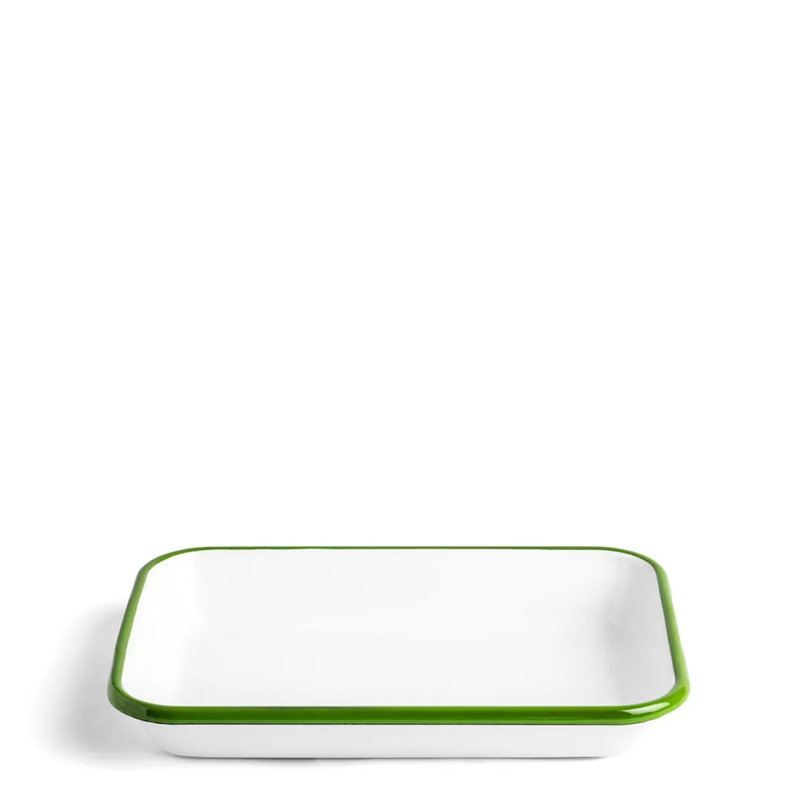 Hot Daylesford Organic White & Green Enamel Rectangular Dish 26cm