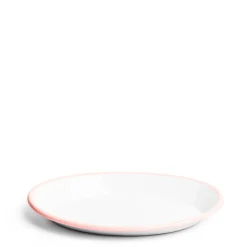 New Daylesford Organic White & Pink Enamel Oval Plate