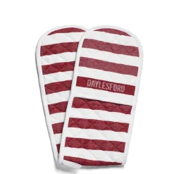 New Daylesford Organic White & Red Stripe Double Oven Glove